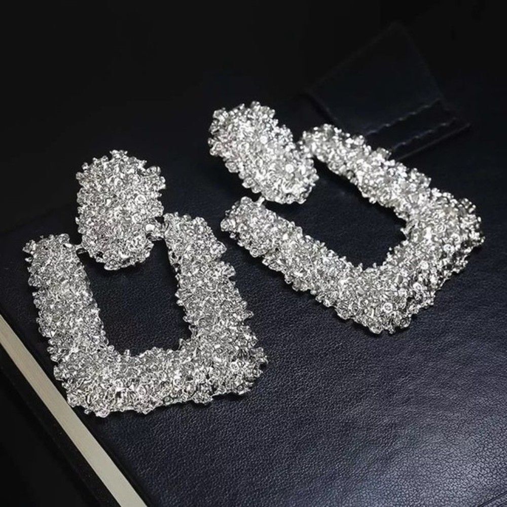 Silver Drop Geometrical Earrings